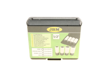 Набір ударних головок 1/2" для шиномонтажу 15-17-21-22 мм - JBM 53587