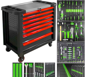Візок з інструментами 7 секцій 199 од. (червоний) - JBM 53913