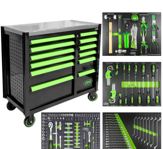 Тележка с инструментами 12 секций 172 ед. (зеленый) - JBM 53939