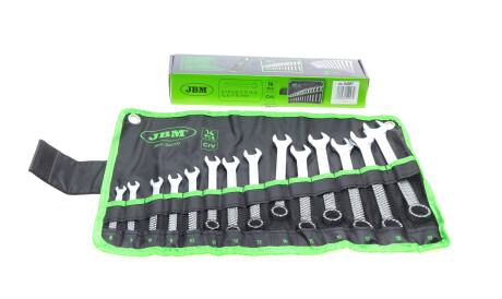Набор ключей комбинированных рожково-накидных 14 шт (6-19 мм) хромированных - JBM 54097