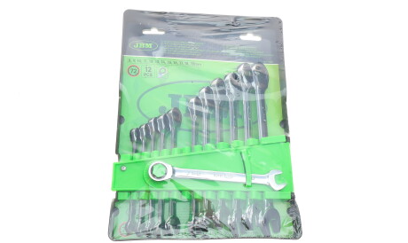 Набор ключей рожково-накидных комбинированных с трещоткой 12 шт (8-19мм) - JBM 54117