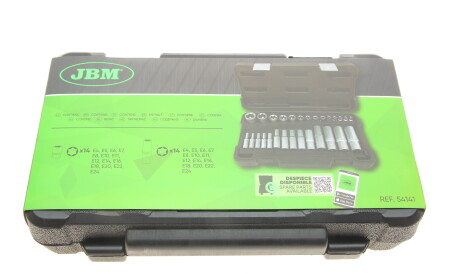 Набір головок E-профілем 1/4", 3/8", 1/2" E4-24 28 од. - JBM 54141