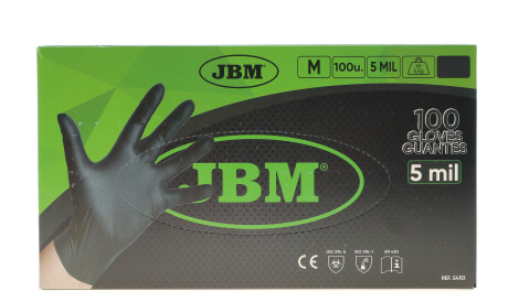 Рукавиці нітрилові (M) 100шт (5mil) (чорні) - ((9351021000)) JBM 54151