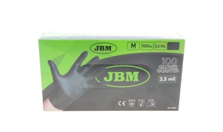 Рукавиці нітрилові (M) 100шт (3.5mil) (чорні) - JBM 54155