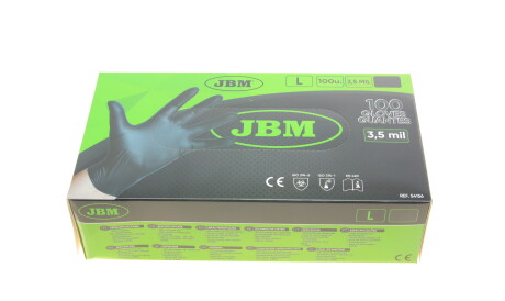 Рукавиці нітрилові (L) 100шт (3.5mil) (чорні) - JBM 54156