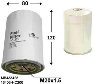 Фільтр паливний - (0K55123570, 0K55123570A, 0K71E23570A) JS ASAKASHI FC326J