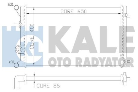 Радиатор охлаждения двигателя (паяный) Audi A3 (97-)/Seat Leon (99-)/Skoda Octav - (1J0121253H, 1J0121253N, 1J0121253AB) Kale 366400