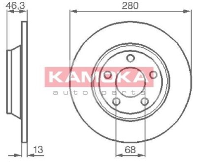 Тормозной диск - (8D0615301A, 8DO615301A, 8D0615301AROH) KAMOKA 1031518