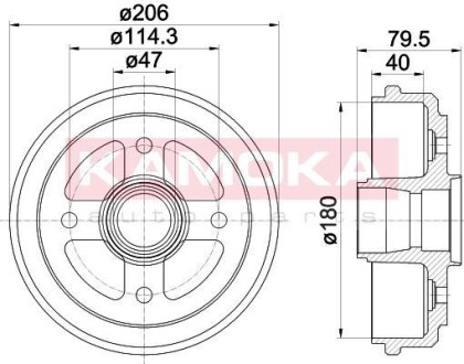 Тормозной барабан - (96316636, 96318925, 96320387) KAMOKA 104027