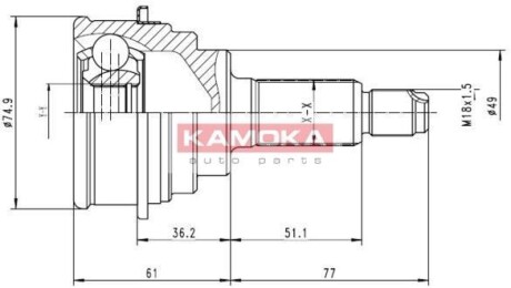 ШРУС наружный 21X49X25 Baleno - KAMOKA 6836