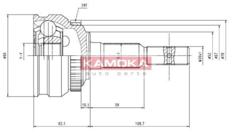 Шарнирный комплект, приводной вал - (0374003, 374003, 90538595) KAMOKA 6956