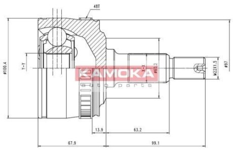 Шарнирный комплект, приводной вал - (0003301885, 6383342334, A6383342334) KAMOKA 7046