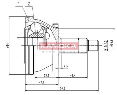 Шарнирный комплект, приводной вал - (6Q0498099C, 6Q0498099A) KAMOKA 7082