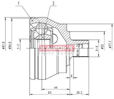 Шарнирный комплект, приводной вал - (3B0498099B, 3B0498099C, 8D0407305M) KAMOKA 7144