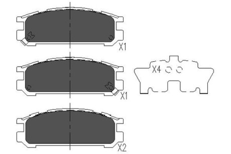 Комплект гальмівних колодок PARTS - (26296AA061, 26296AA062, 26296AA080) KAVO KBP-8016