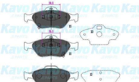 Комплект тормозных колодок, дисковый тормоз - KAVO KBP-9091