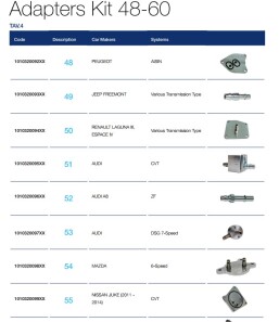 Набір адаптерів №48-60 для станції ATX по заміні оливи в АКПП (13 шт.) - Knecht / Mahle 1010320107XX