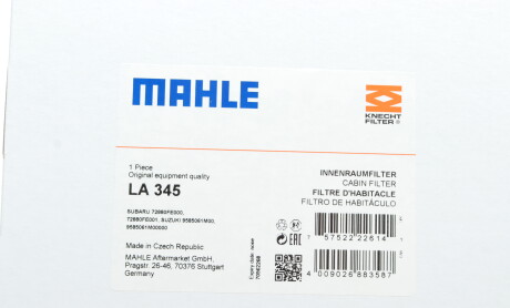 Фото 6 - Фільтр салону Knecht / Mahle LA 345 (LA345)