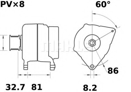 Генератор - ((1072455, 4170444, 1C1T10300BB, EGL1272R, R95VB10300BC)) Knecht / Mahle MG246