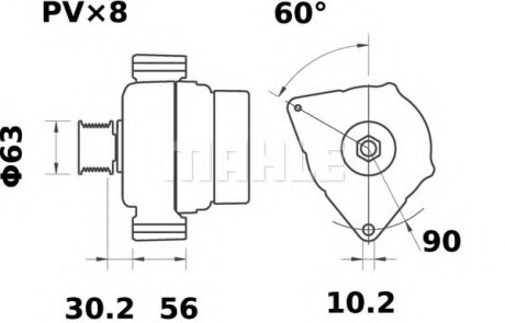 Генератор - ((RE218703, RE185213)) Knecht / Mahle MG36 (фото 1)