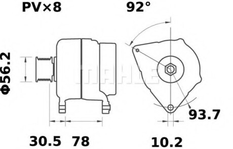 Генератор - ((32008560, 32008560S, 32008648)) Knecht / Mahle MG38 (фото 1)