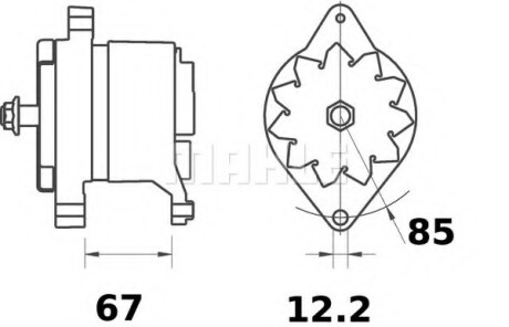 Генератор (14В, 65А, новий із заставою), DEUTZ FAHR 310, 320, 57, 60, 65, 67, 70, 75, 80, 90, 310 ECOLINE, 315 ECOLINE, 320 ECOLINE, 410, 410 ECOLINE, 420, 4.80 MK1 FIAT 1000, 1000 S, 1180, 1280 - Knecht / Mahle MG515