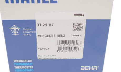 Фото 3 - Термостат системы охлаждения Knecht / Mahle TI 21 87