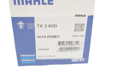 Фото 3 - Термостат системи охолодження Knecht / Mahle TX 3 83D (TX383D)
