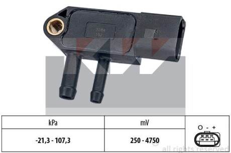 Датчик тиску вихлопних газів (аналог EPS 1.993.266/Facet 10.3266) - (076906051B, 1K0131552L, 1K0131552M) KW 493 266