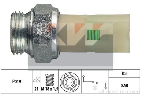 Датчик тиску масла (аналог EPS 1.800.075/Facet 7.0075) - KW 500 075