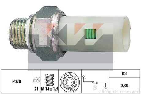 Датчик тиску масла (аналог EPS 1.800.076/Facet 7.0076) - (04400194, 04433882, 2524000QAA) KW 500 076