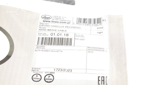 Фото 2 - Трос ручного тормоза LINEX 01.01.18 (010118)