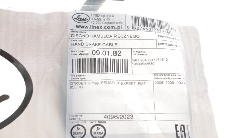 Фото 2 - Трос ручного гальма LINEX 09.01.82 (090182)