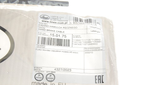 Фото 2 - Трос ручного тормоза LINEX 15.01.75 (150175)