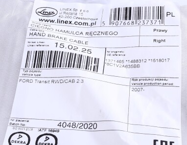 Фото 2 - Трос ручного тормоза LINEX 15.02.25 (150225)