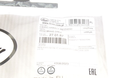 Фото 2 - Трос ручного гальма LINEX 27.01.87 (270187)