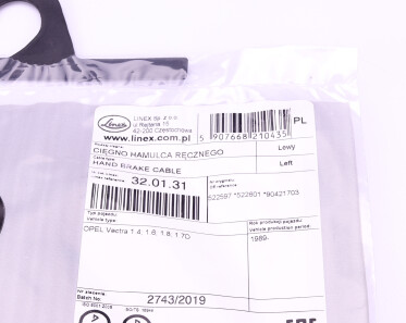 Фото 2 - Трос ручного тормоза LINEX 32.01.31 (320131)