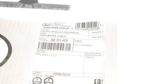 Фото 2 - Трос ручного гальма LINEX 32.01.43 (320143)