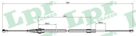 Трос ручника Skoda Fabia/VW Polo 99-08 (1645mm) - (6Q0609721L, 6Q0609721K) LPR C0808B