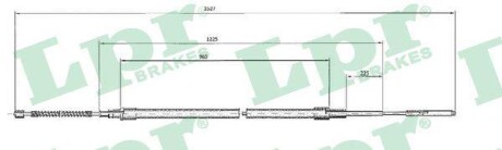 Трос ручника (задній) VW Polo/Seat Ibiza 97- (L=1510mm) - (6N0609721B, 6N0609721E, 6N0609721F) LPR C0964B