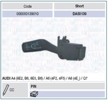 Выключатель на колонке рулевого управления - MAGNETI MARELLI 000050139010