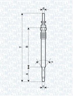 Свеча накаливания - (01214456, 01214457, 09118201) MAGNETI MARELLI 062900009304