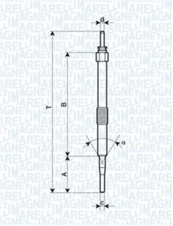 Свеча накаливания - (198500W010, 12237791101, 7791101) MAGNETI MARELLI 062900033304