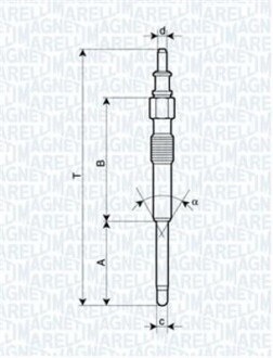 Свеча накаливания - (0004562V003000000, 6601590201, 6601590001) MAGNETI MARELLI 062900042304