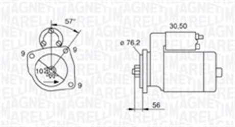 Стартер VW T4/Seat Ibiza II 1.9D-2.5D 90-03 (12V/1.8kw) (z=10) - (028911023M, 02A911303B, 02B911023B) MAGNETI MARELLI 063720801010