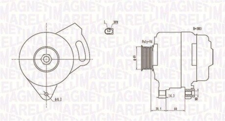 Alternator 12v vw transporter iv 90 -> szt - MAGNETI MARELLI 063731750010