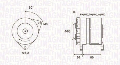 Alternator - (v89AB10300AA, R89FF10300EC, R89FF10300EB) MAGNETI MARELLI 063735060010 (фото 1)