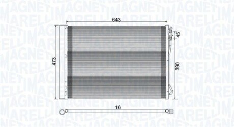 Радіатор кондиціонера в зборі - (9149395, 9248173, 9255983) MAGNETI MARELLI 350203781000