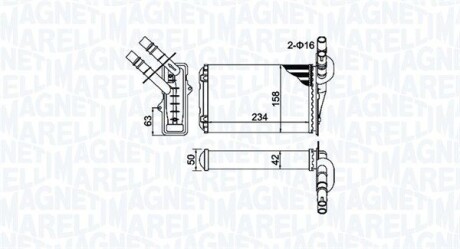 Радіатор печі салону - ((7701045552, 7701044790)) MAGNETI MARELLI 350218404000