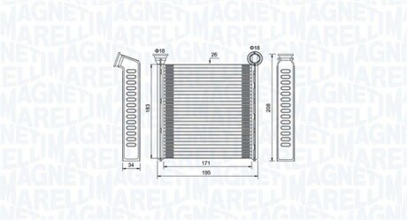 Радіатор печі салону - ((5Q0819031, 5Q0819031B)) MAGNETI MARELLI 350218448000